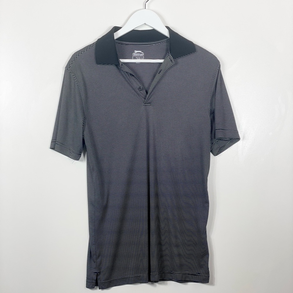 men’s black striped Slazenger Golf Polo size small